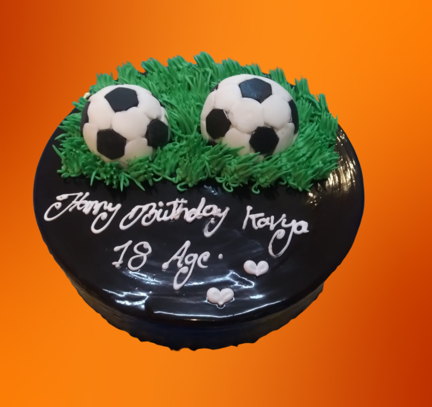 Football Theme Chocolate Mirror Cake